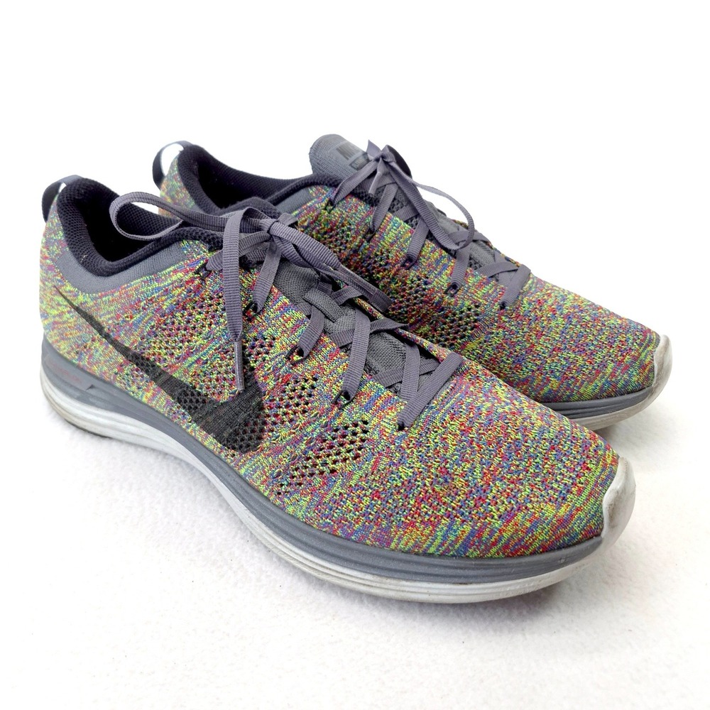 Nike Flyknit Lunar 2 Multicolor Grey Running Shoes 620465-003 Mens Size 11